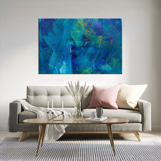 Artistic Blue Rough Texture Framed Canvas