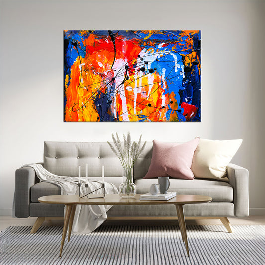 Orange and Blue Abstract Framed Canvas