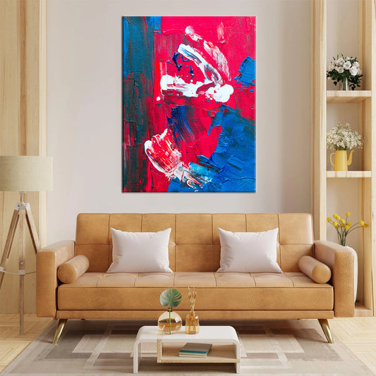 Red, White, And Blue Abstract Framed Canvas