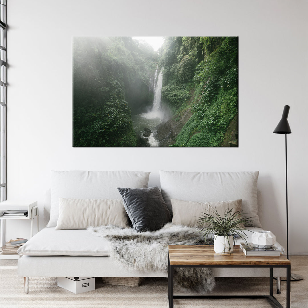 Forest Waterfall Framed Canvas