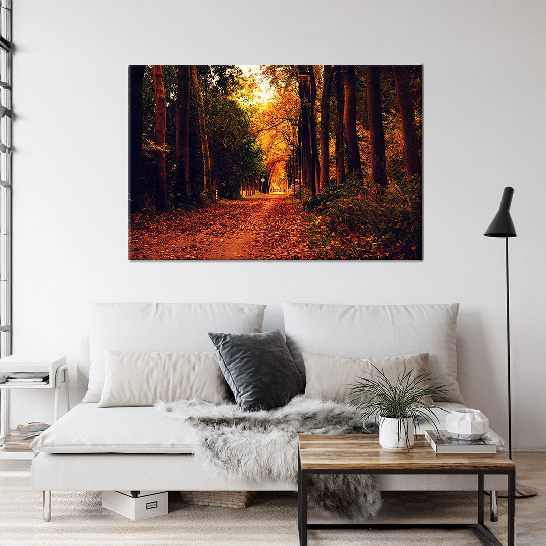 Fall Aesthetic Path Framed Canvas