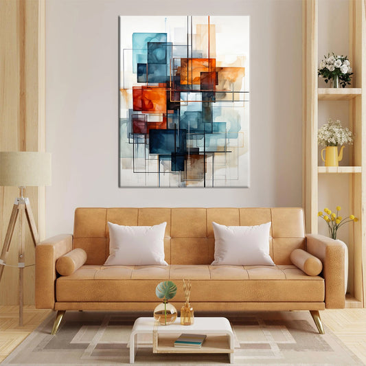Parallel Lines & Rectangular Art Framed Canvas