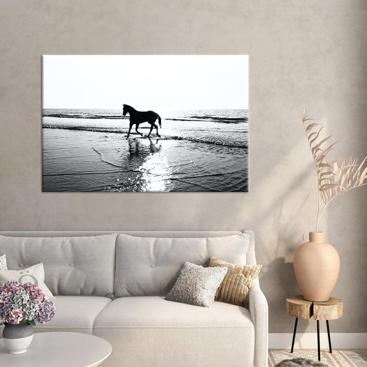 Horse Silhouette Framed Canvas