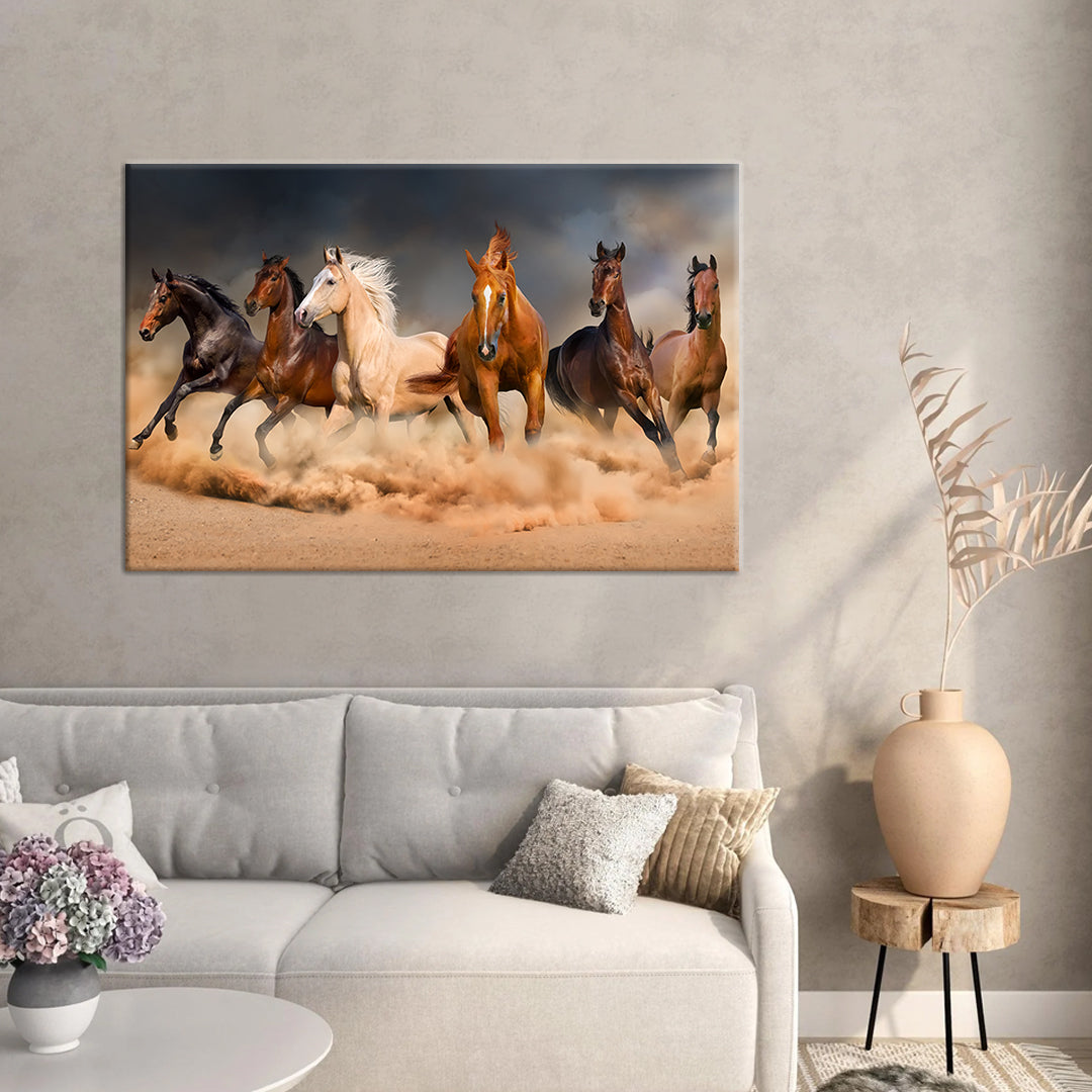 Herd of Horses Framed Canvas
