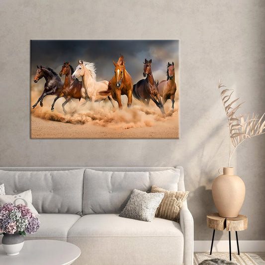 Herd of Horses Framed Canvas