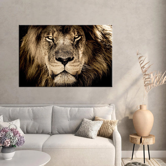 African Lion Face  Framed Canvas