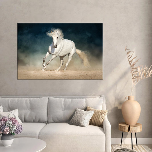Wild White Andalusian Horse Framed Canvas