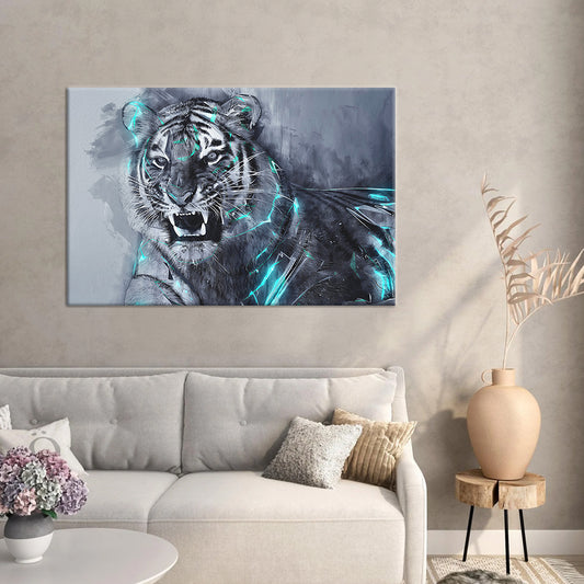 Albino Tiger Digital Framed Canvas