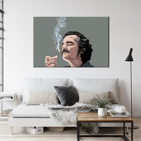 Pablo Escobar Smoking Framed Canvas