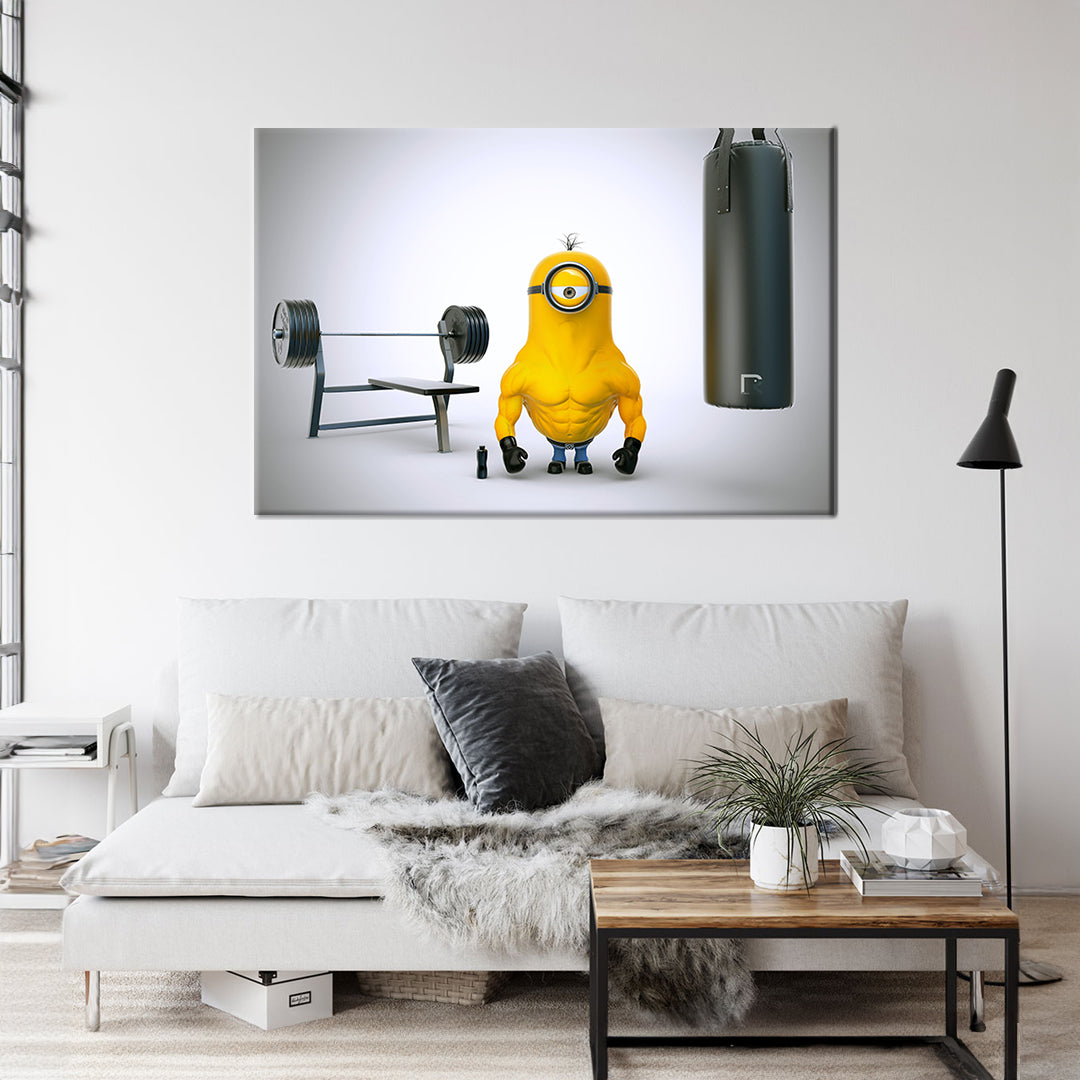 Minion Bodybuilders Framed Canvas