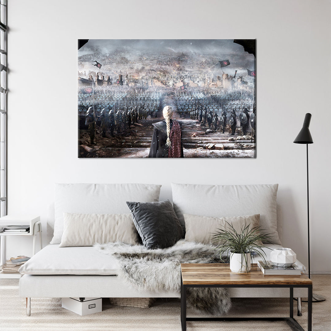 GOT BURNING KINGS LANDING Framed Canvas