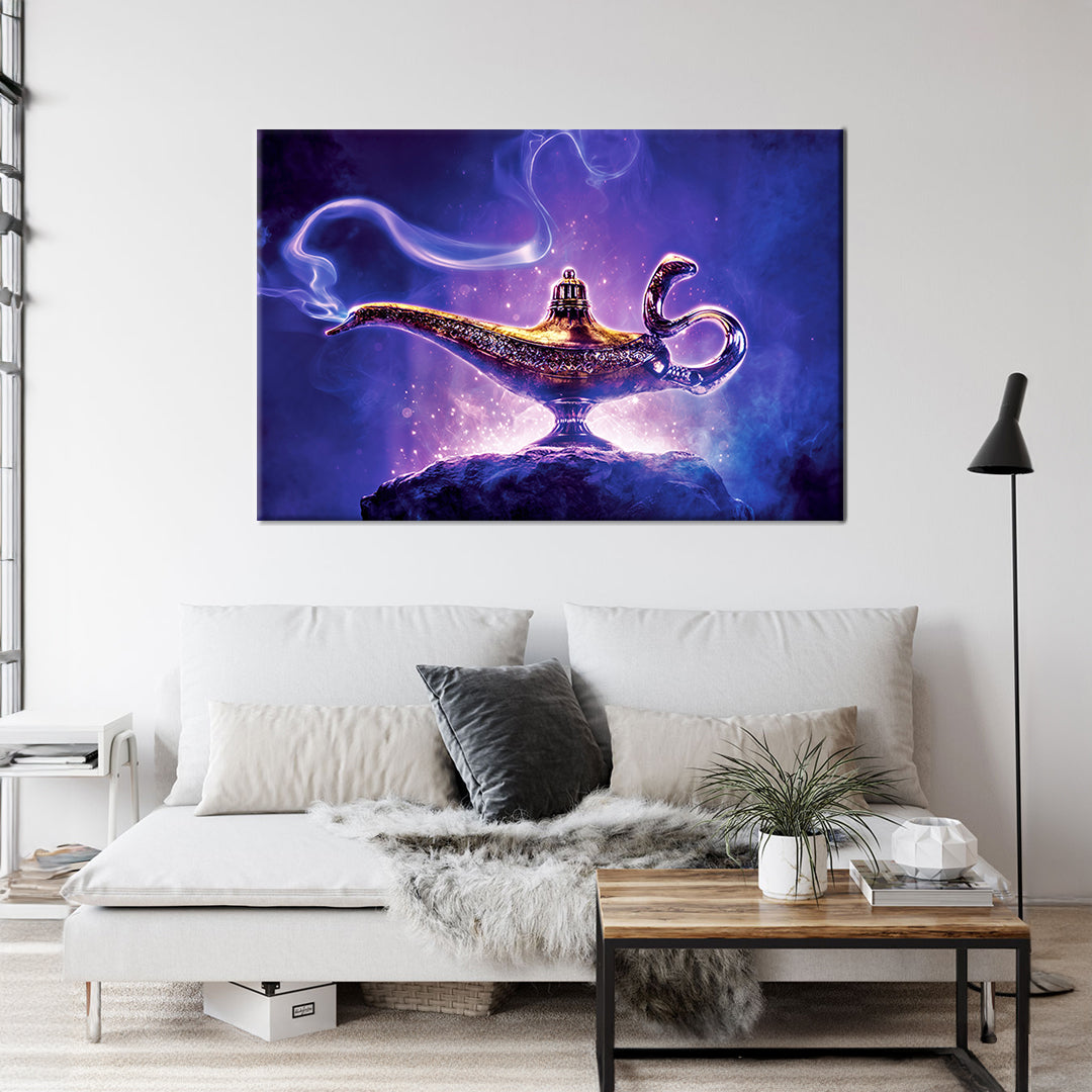 Aladdin Magic Lamp Framed Canvas