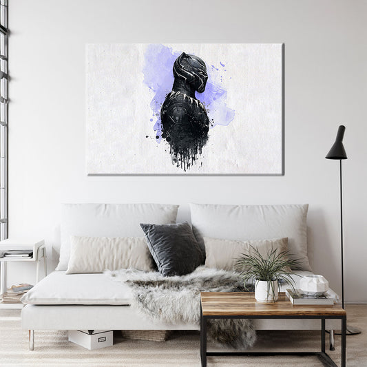 Watercolor Black Panther Framed Canvas